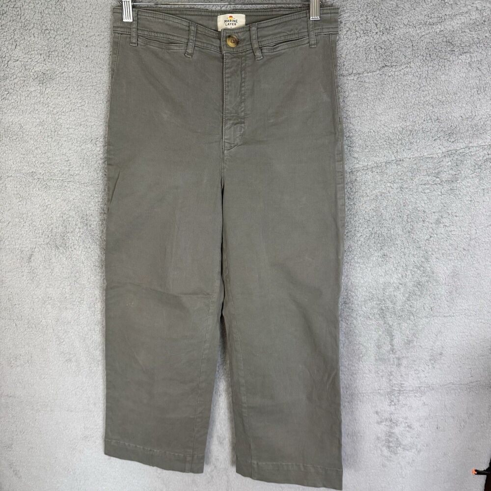 Marine Layer Pants Womens 10 Green Wide Leg Casual Preppy Chino